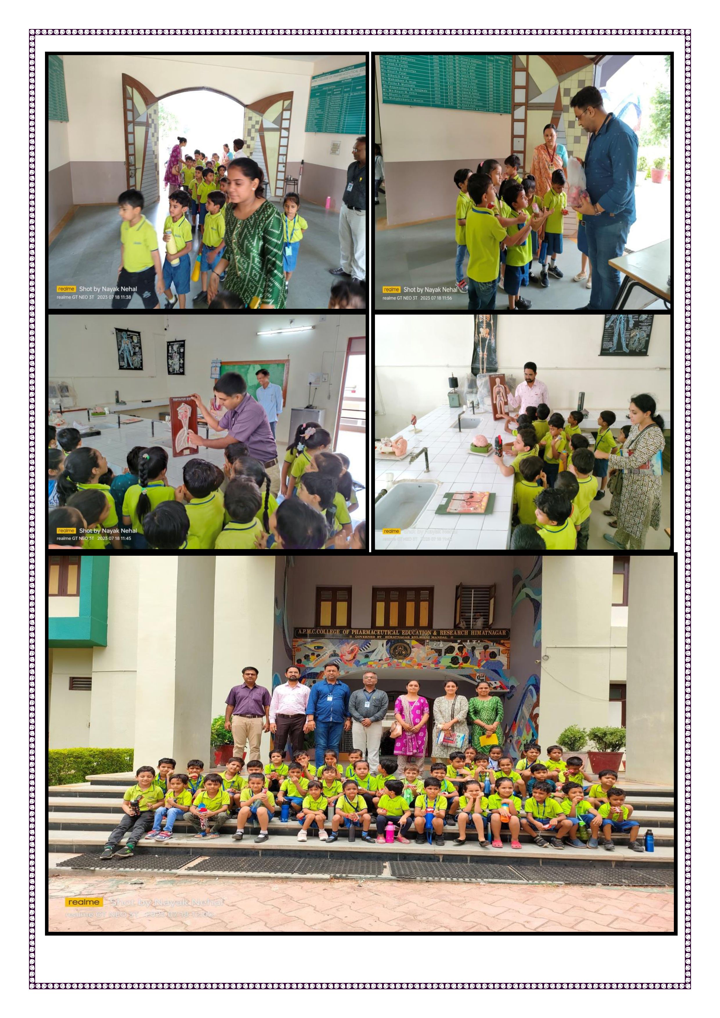 Educational Visit to APMC College of Pharmaceutical Education and Research, Motipura, college Campus, Himatnagar of Senior K. G. Students of Merryland School